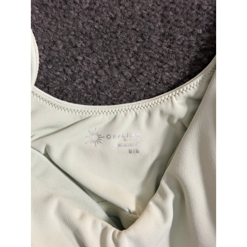 OFFLINE by Aerie Real Me Mint Green Ruched Scoop Neck Sports Bra Crop Top Medium - Picture 3 of 6